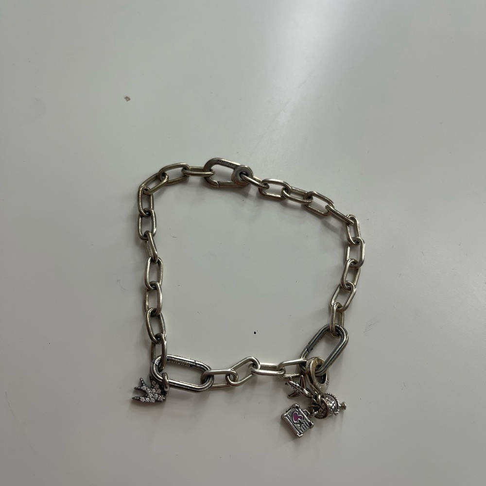 Pandora Silver Chain Bracelet with Charms